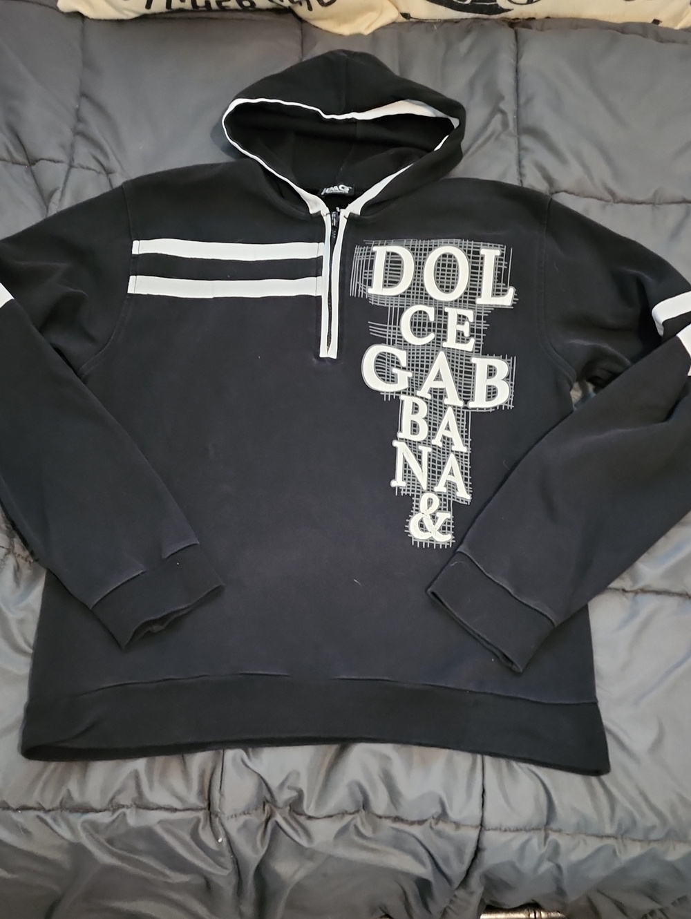 Dolce & Gabbana Black Partial Zip Hoodie Size M